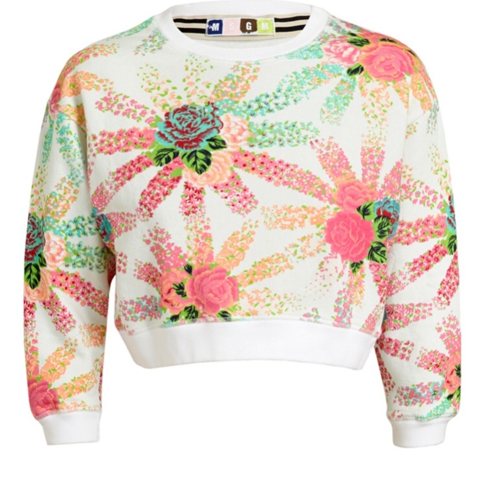 MSGM Sold Out Cropped Floral Sweatshirt